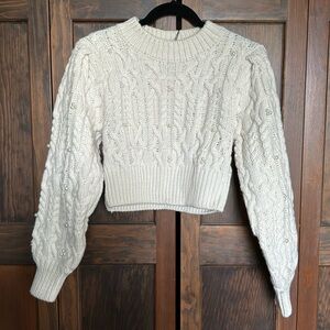 Zara embellished cable knit sweater